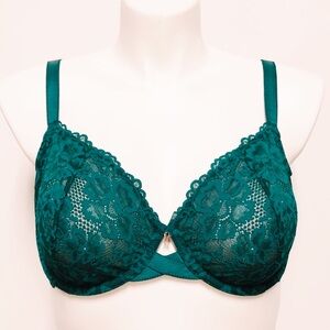 Savage x Fenty Bra Floral Lace Unlined Womens Plus Size 38DD Hunter Green Sexy
